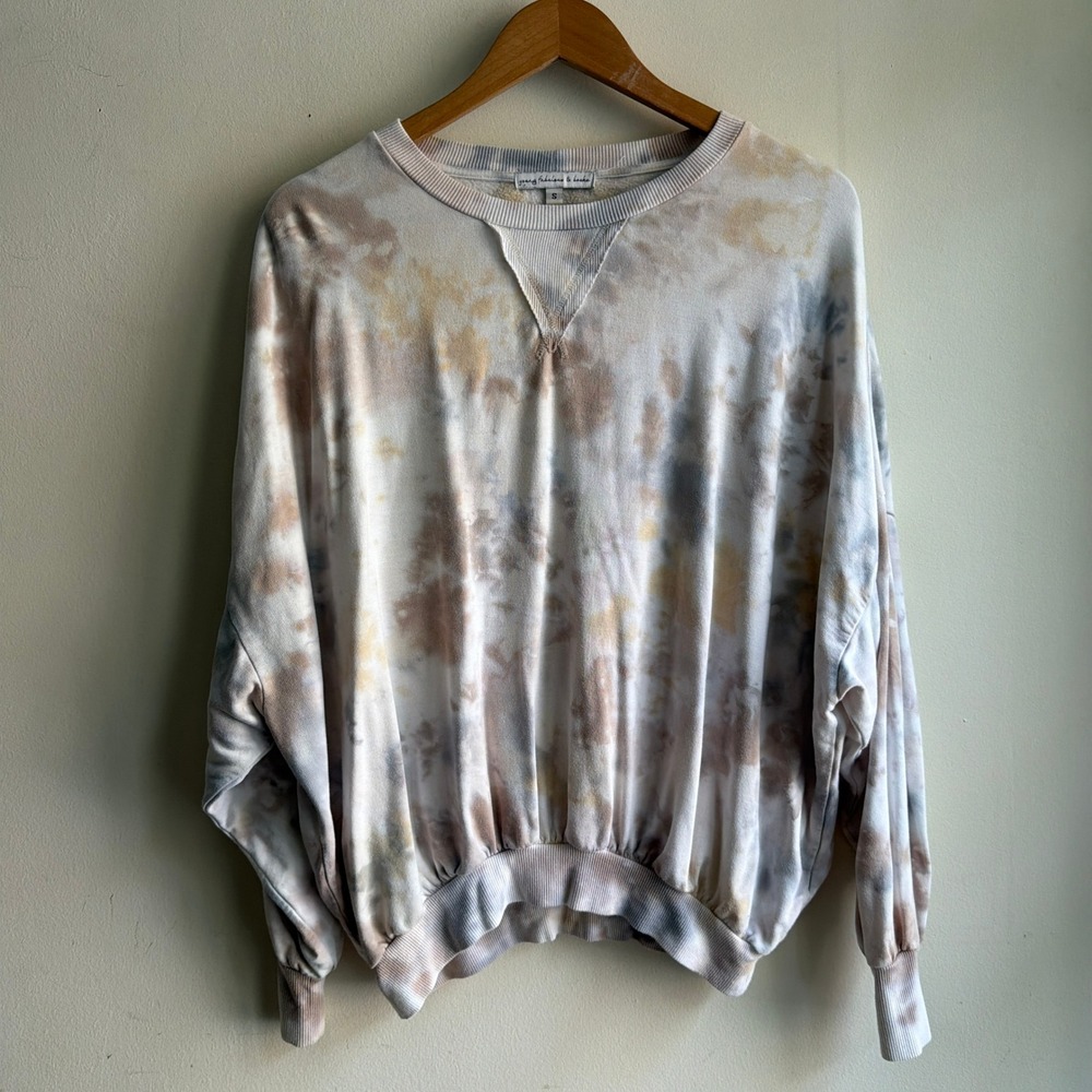 Young Fabulous & Broke Tie Dye Oversized Sweatshirt Tan Small Relaxed